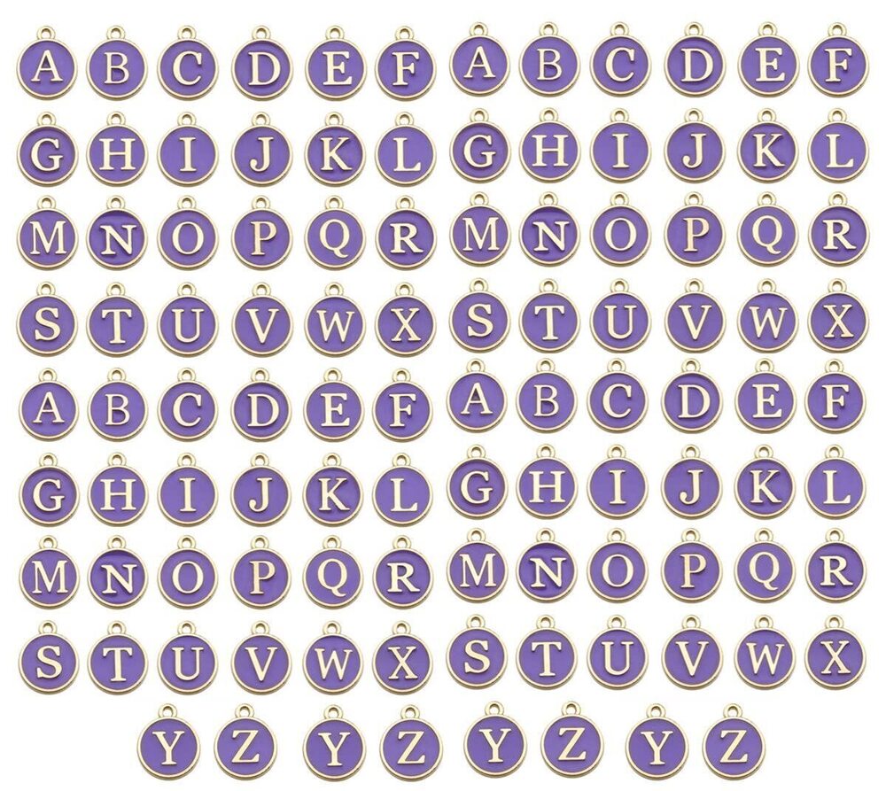 2347 104 Pack Alphabet Enamel Charms A-Z Letter Initial Double Side Beaded